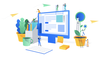 Minh họa đội ngũ đang nâng cấp hệ thống website